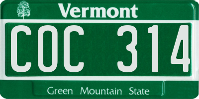 VT license plate COC314
