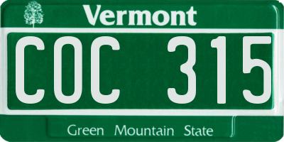 VT license plate COC315