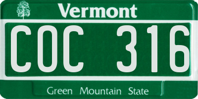 VT license plate COC316