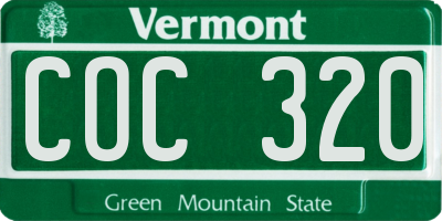VT license plate COC320