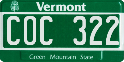 VT license plate COC322