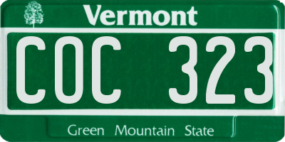 VT license plate COC323