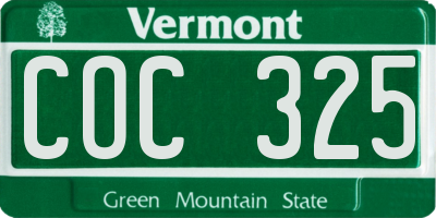 VT license plate COC325