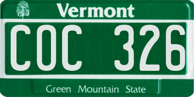VT license plate COC326