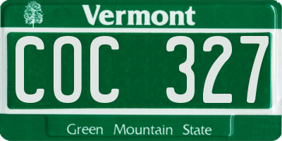 VT license plate COC327