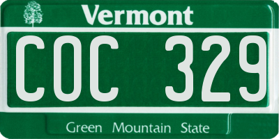 VT license plate COC329