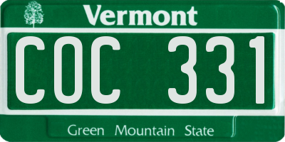 VT license plate COC331