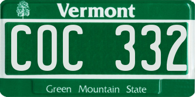 VT license plate COC332