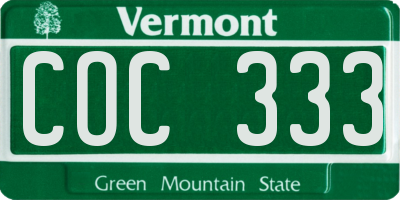 VT license plate COC333