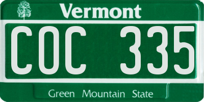 VT license plate COC335