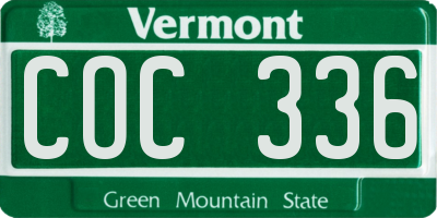 VT license plate COC336