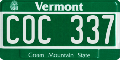 VT license plate COC337