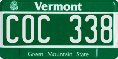 VT license plate COC338