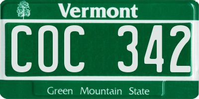 VT license plate COC342