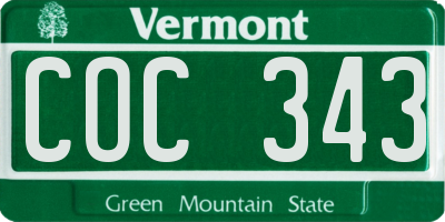 VT license plate COC343