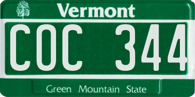 VT license plate COC344