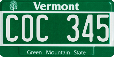 VT license plate COC345