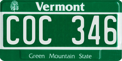 VT license plate COC346