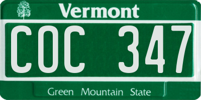 VT license plate COC347