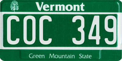 VT license plate COC349
