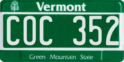 VT license plate COC352