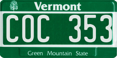 VT license plate COC353