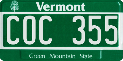 VT license plate COC355