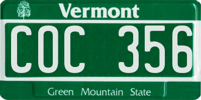 VT license plate COC356
