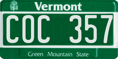 VT license plate COC357