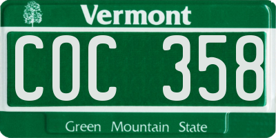 VT license plate COC358