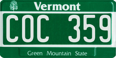 VT license plate COC359