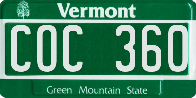 VT license plate COC360