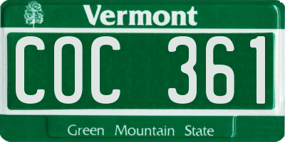 VT license plate COC361