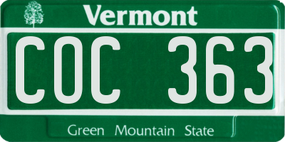 VT license plate COC363