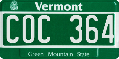 VT license plate COC364