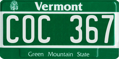 VT license plate COC367
