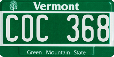 VT license plate COC368