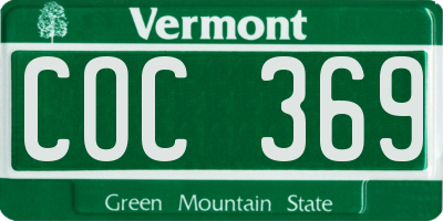 VT license plate COC369