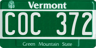 VT license plate COC372