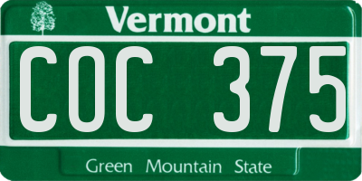 VT license plate COC375