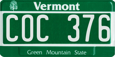 VT license plate COC376