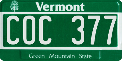 VT license plate COC377