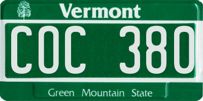 VT license plate COC380