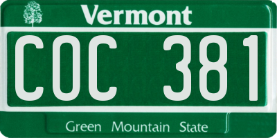 VT license plate COC381