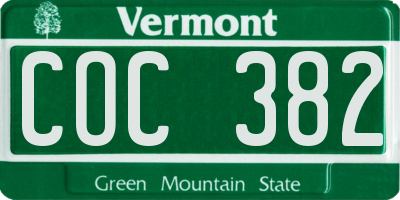 VT license plate COC382