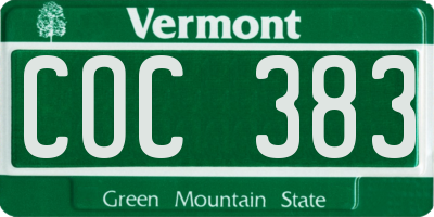 VT license plate COC383