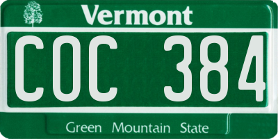 VT license plate COC384