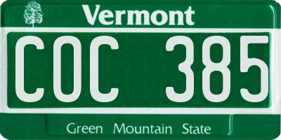 VT license plate COC385