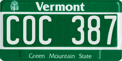 VT license plate COC387