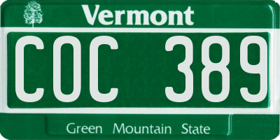 VT license plate COC389